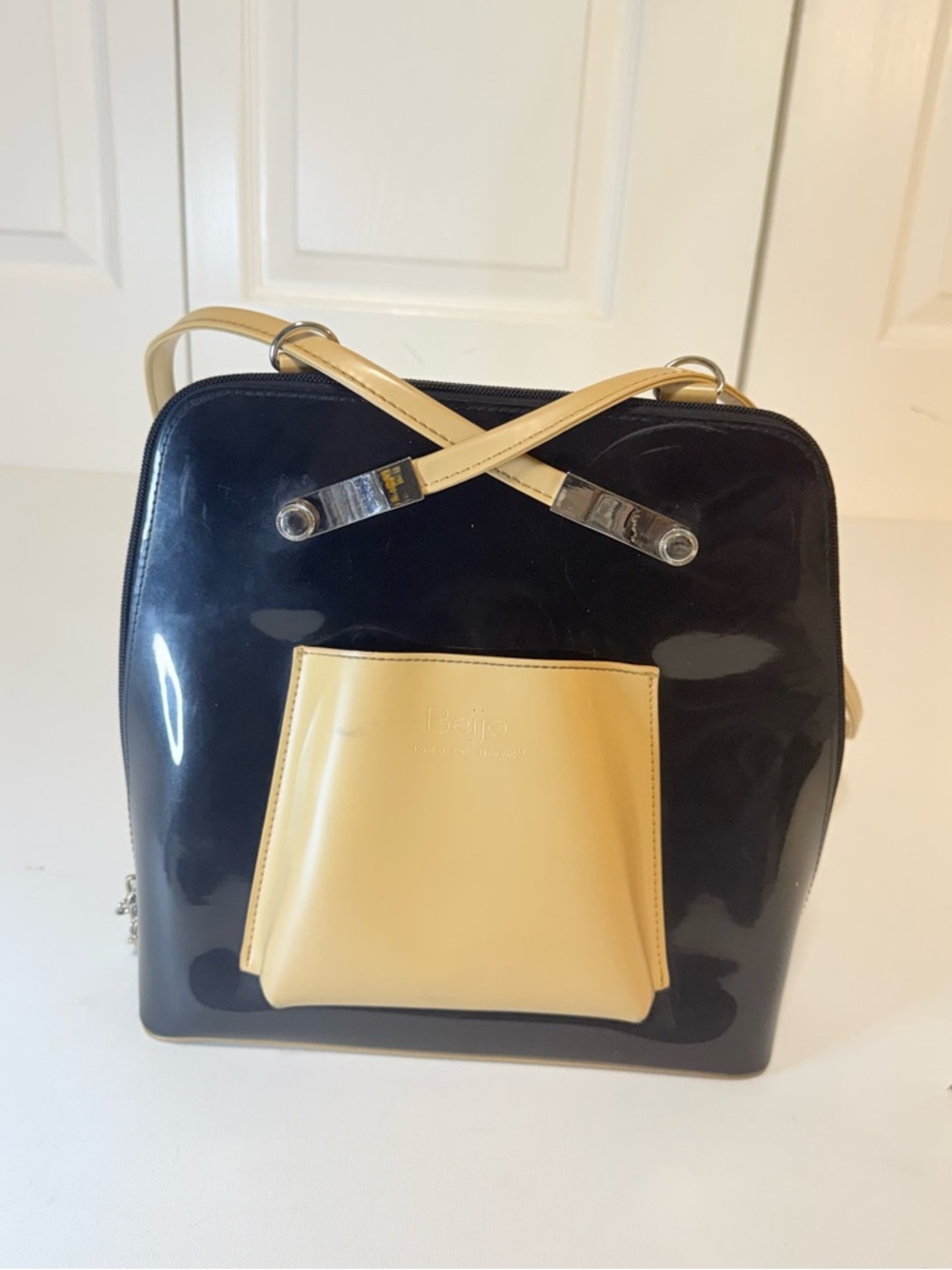Beijo Black & Tan Convertible Backpack / Shoulder Bag